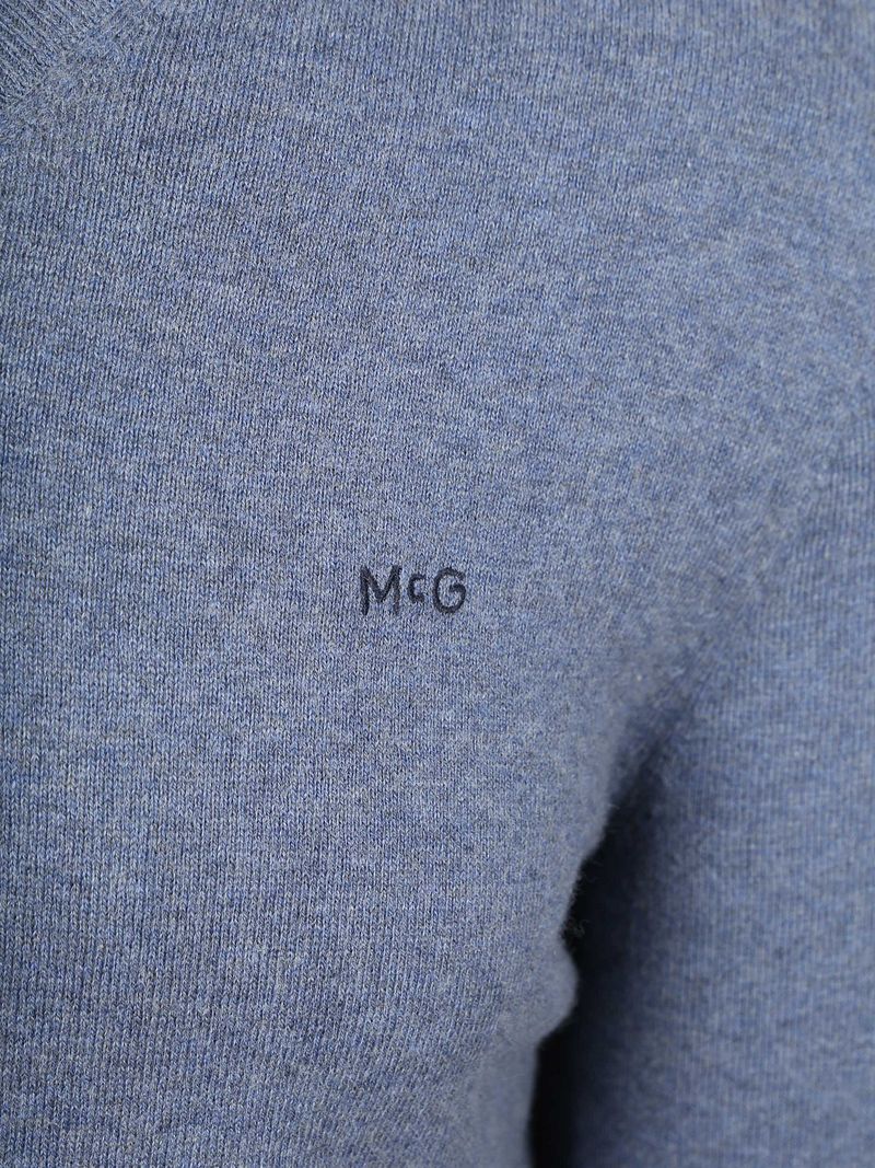 McGregor Pullover Merinowolle V-Ausschnitt Vintage Blau - Größe M günstig online kaufen