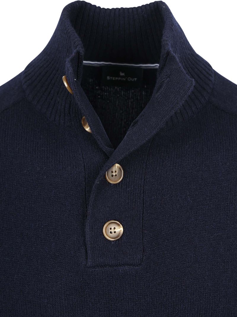 Steppin' Out Mocker Pullover Lammwolle Navy - Größe M günstig online kaufen