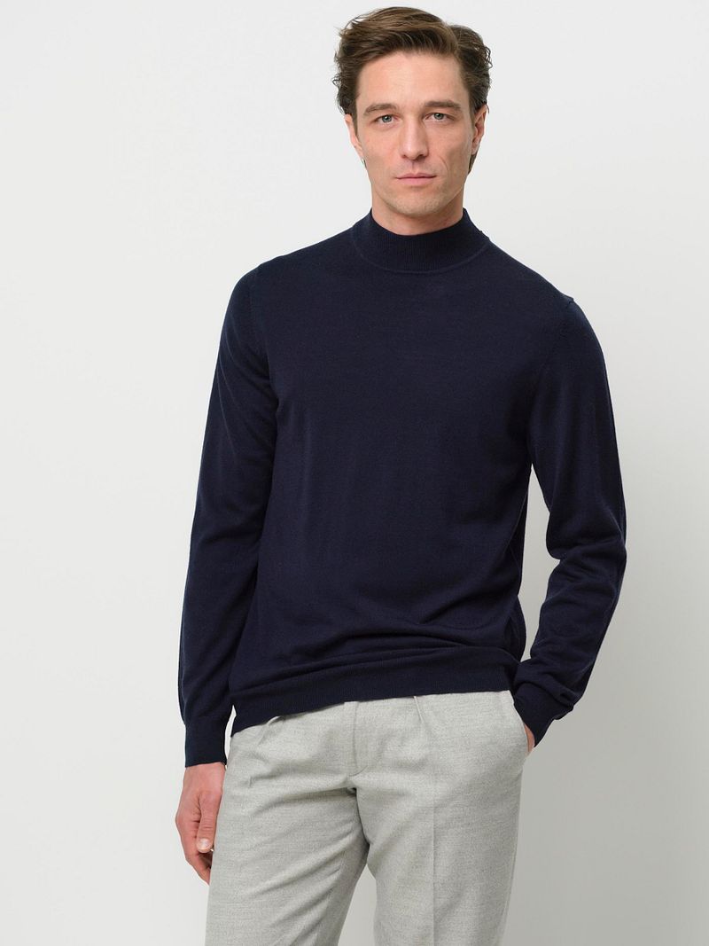 Profuomo Turtleneck Merino Pullover Blau - Größe S günstig online kaufen