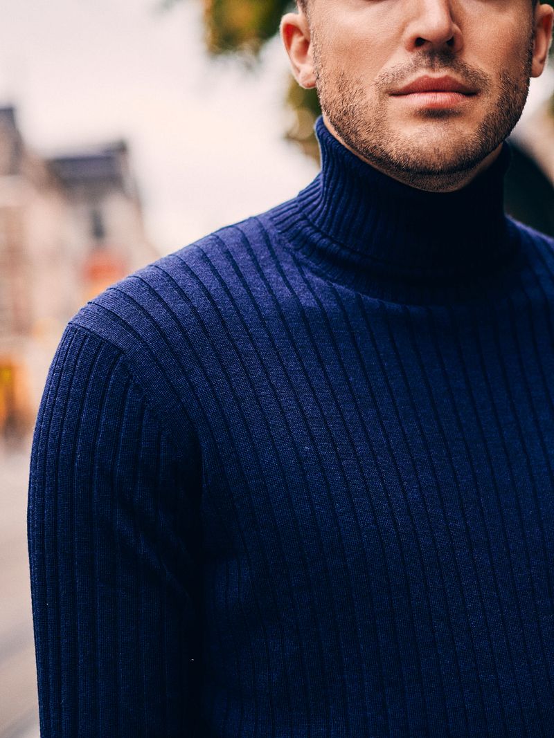 Suitable Rollkragenpullover Rib Merino Navy - Größe S günstig online kaufen