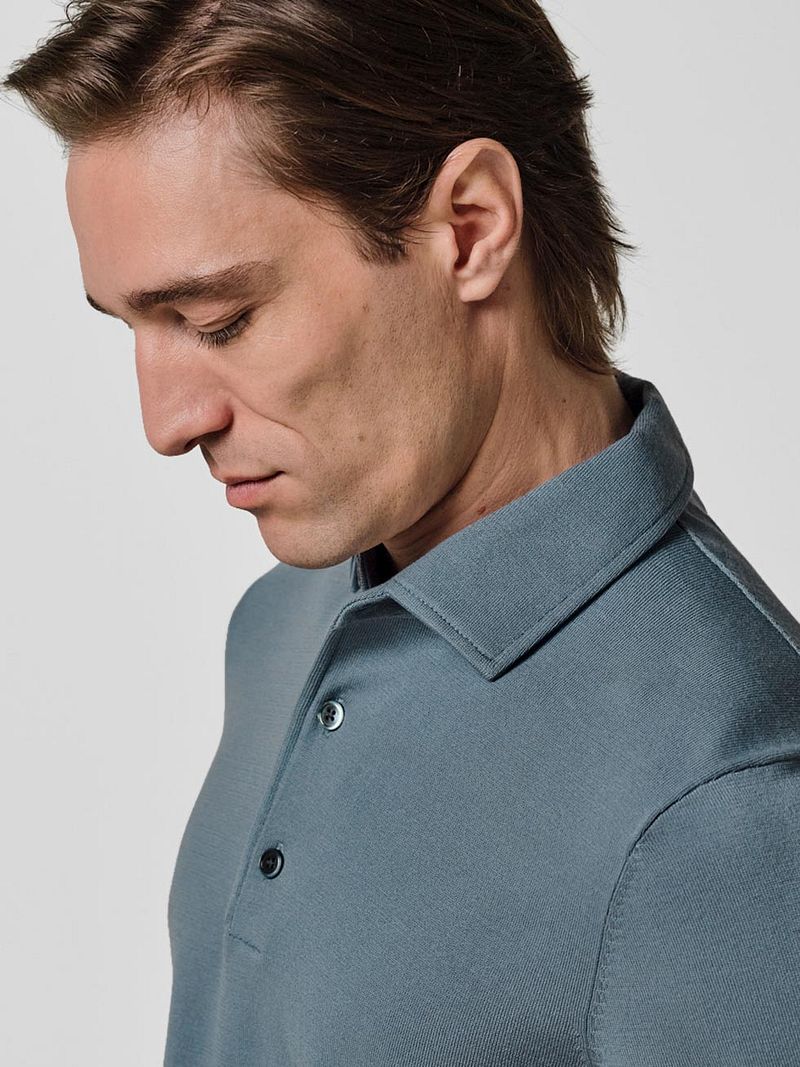 Profuomo Longsleeve Poloshirt Luxury Basic Blau - Größe M günstig online kaufen