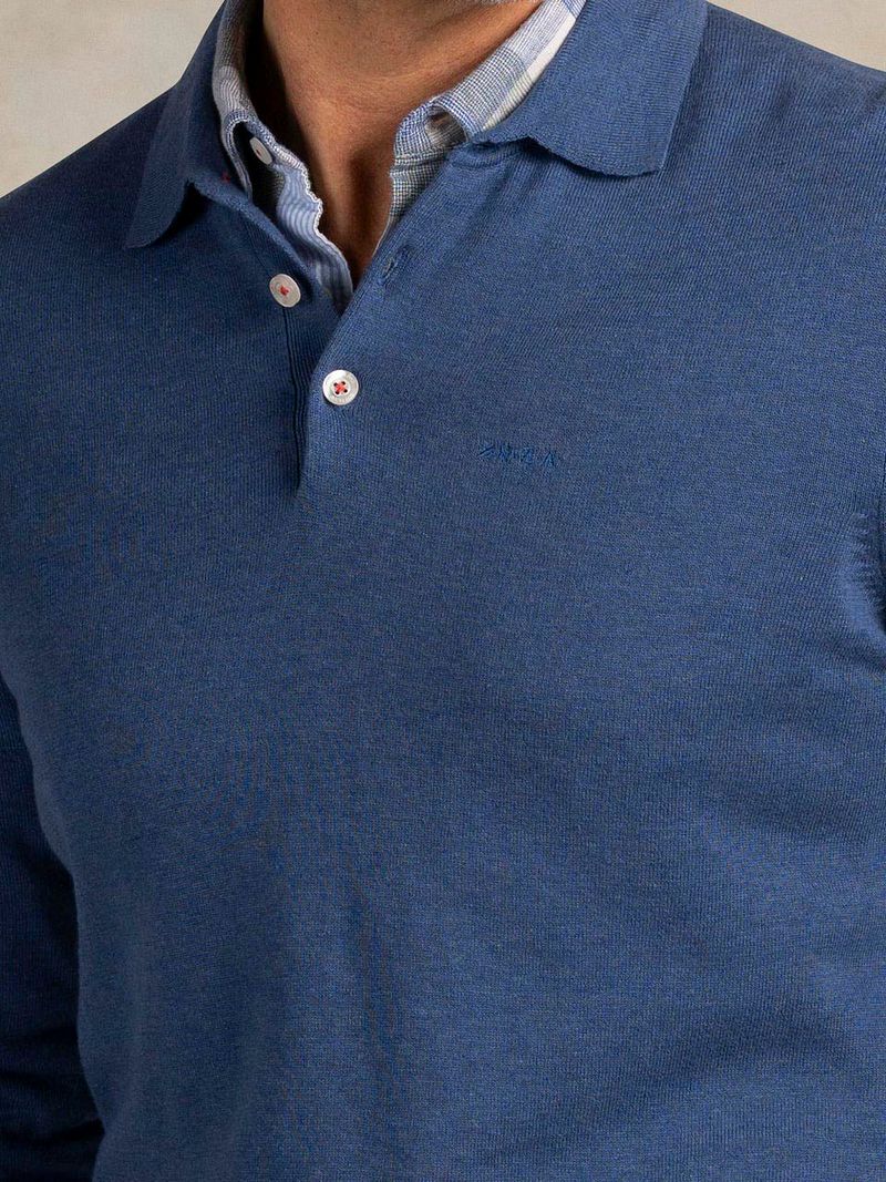 NZA Longsleeve Knitted Polo Blau - Größe 3XL günstig online kaufen
