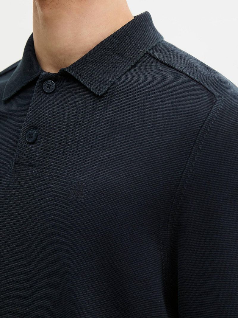 Marc O'Polo Longsleeve Polo Navy - Größe XL günstig online kaufen
