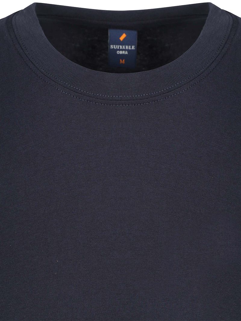 Suitable Obra T-Shirt Hoher Rundhalsausschnitt Navy 2-Pack - Größe M günstig online kaufen