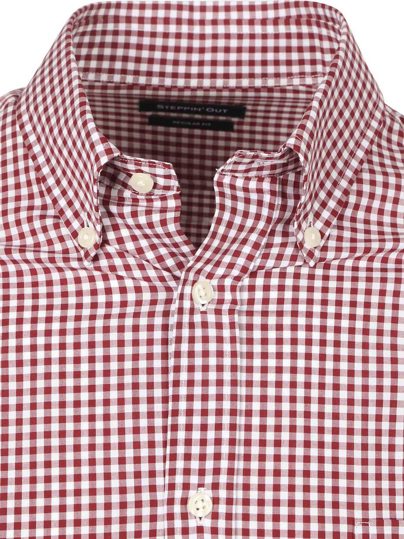 Steppin' Out Poplin Hemd Karos Rot - Größe XXL günstig online kaufen