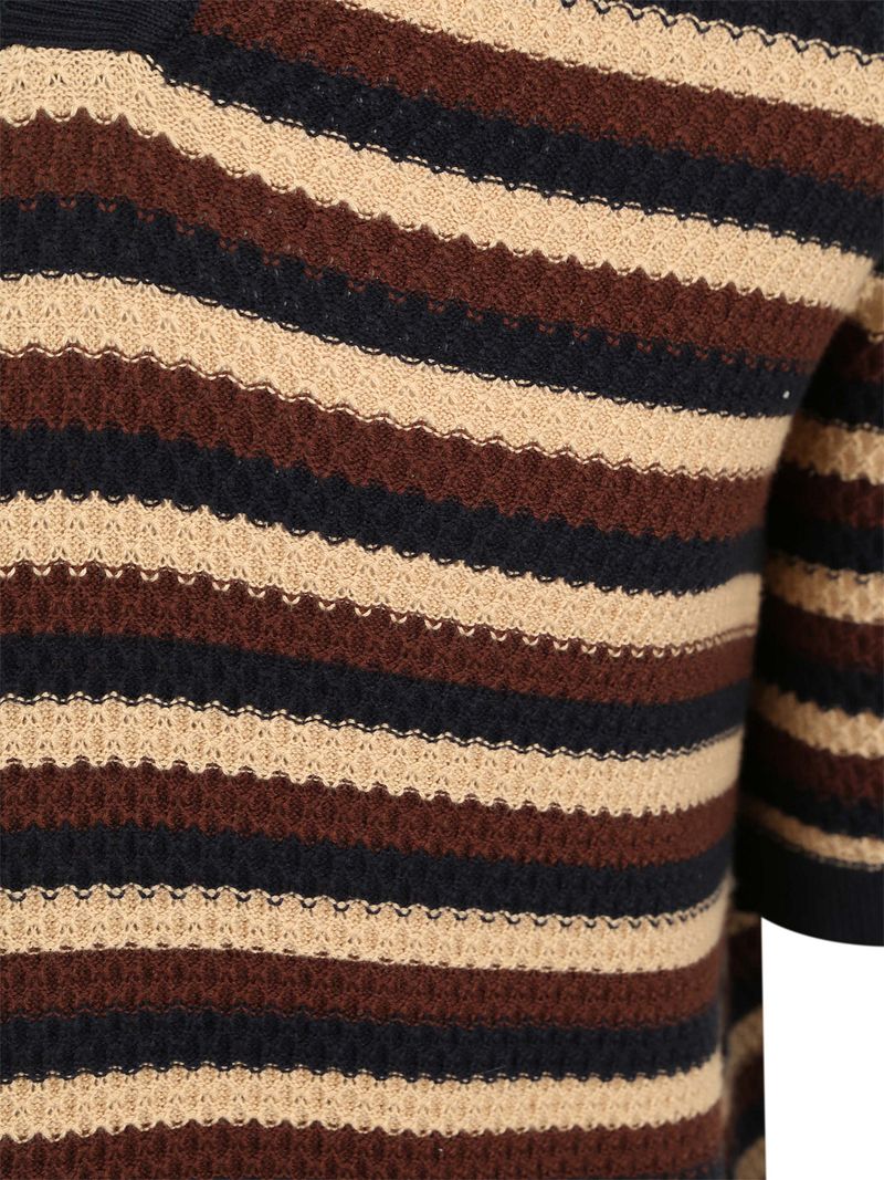 KnowledgeCotton Apparel Braunes gestreiftes Polo-Shirt aus Strick - Größe X günstig online kaufen