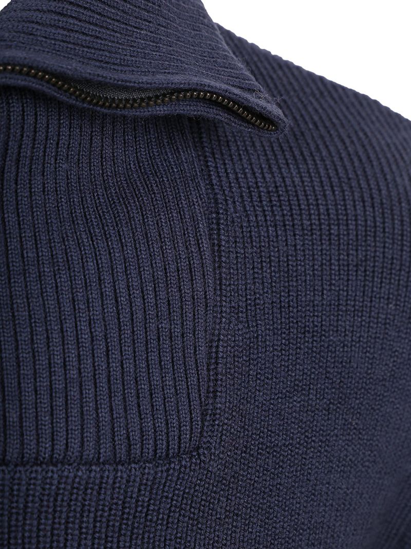 Knowledge Cotton Apparel Wollpullover Half Zip Navyblau - Größe L günstig online kaufen