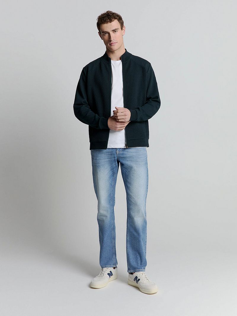 No Excess-Strickjacke Zipper Jacquard Navy - Größe 3XL günstig online kaufen