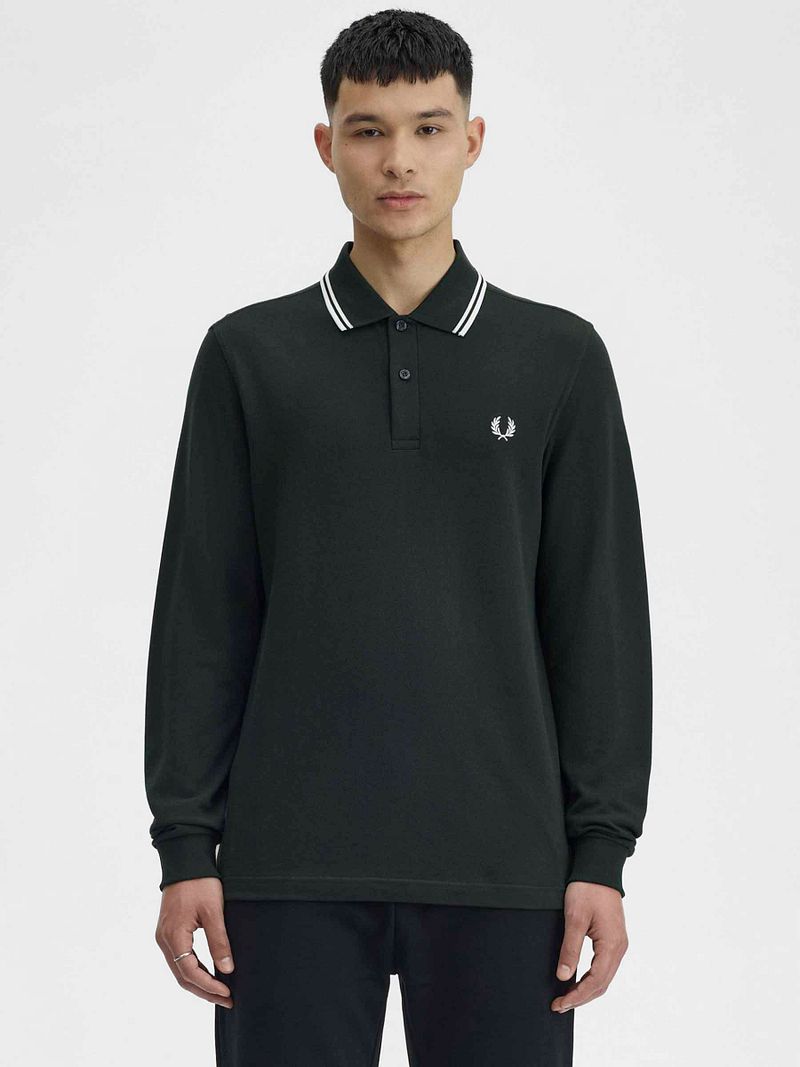 Fred Perry Langarm-Poloshirt Dunkelgrün T50 - Größe M günstig online kaufen