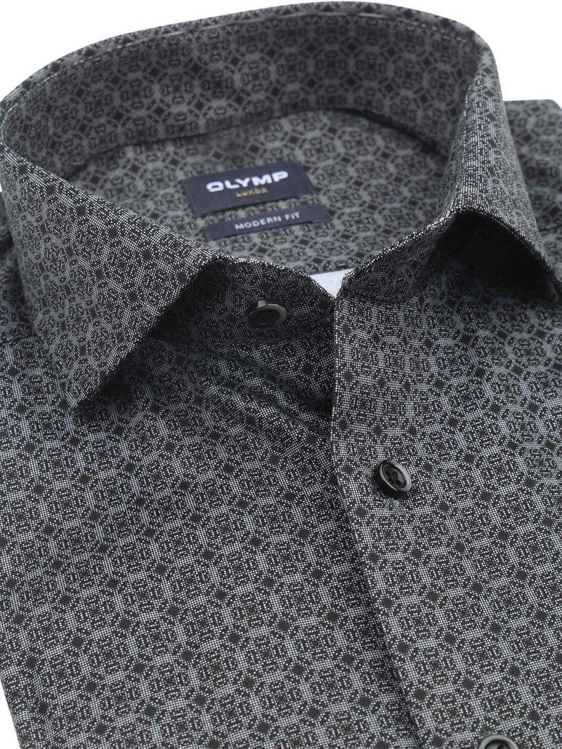 OLYMP Luxor Hemd Druck Grau - Größe 47 günstig online kaufen