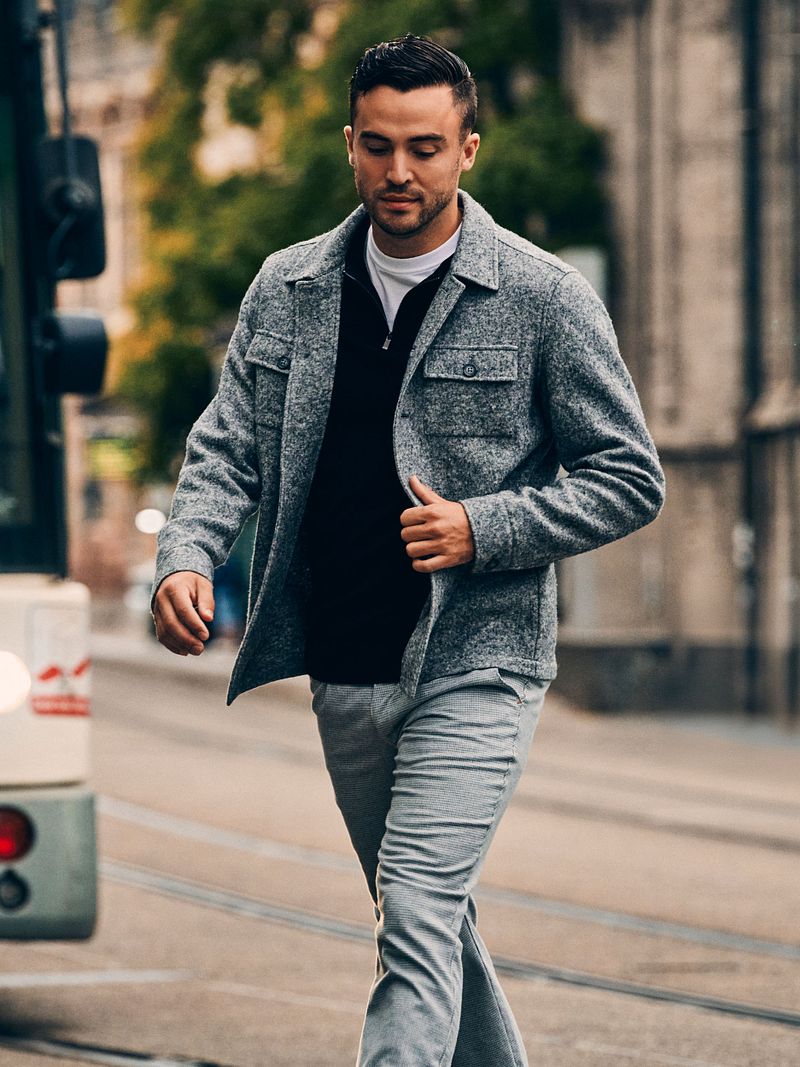 Suitable Chino Pico Pleat Flanel Druck Grau - Größe 26 günstig online kaufen