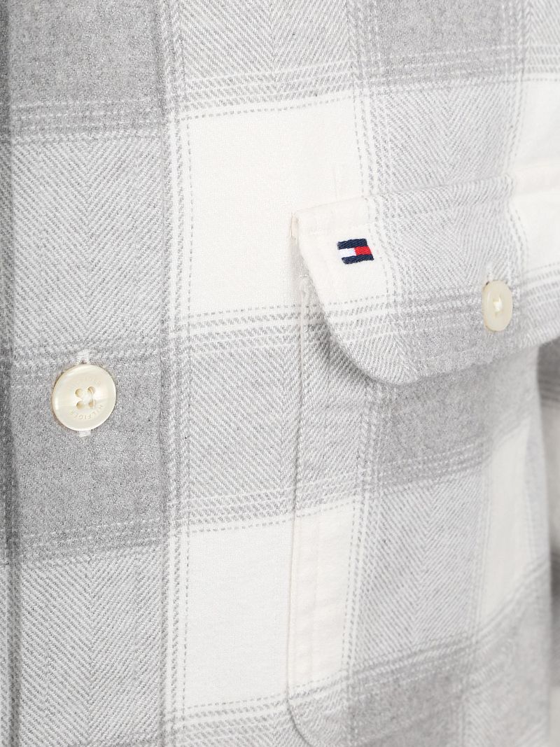 Tommy Hilfiger Hemdjacke Flanell Karos Grau - Größe M günstig online kaufen