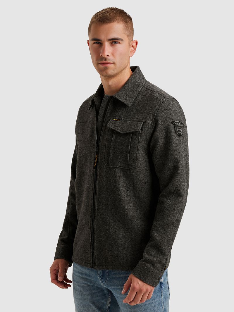 PME Legend Hemdjacke Wool Blend Herringbone Grau - Größe 3XL günstig online kaufen