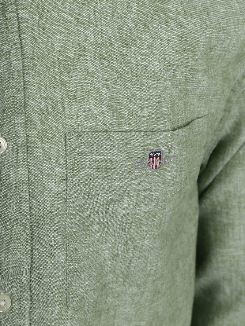 Gant Hemd Cotton Linen Grün - Größe M günstig online kaufen