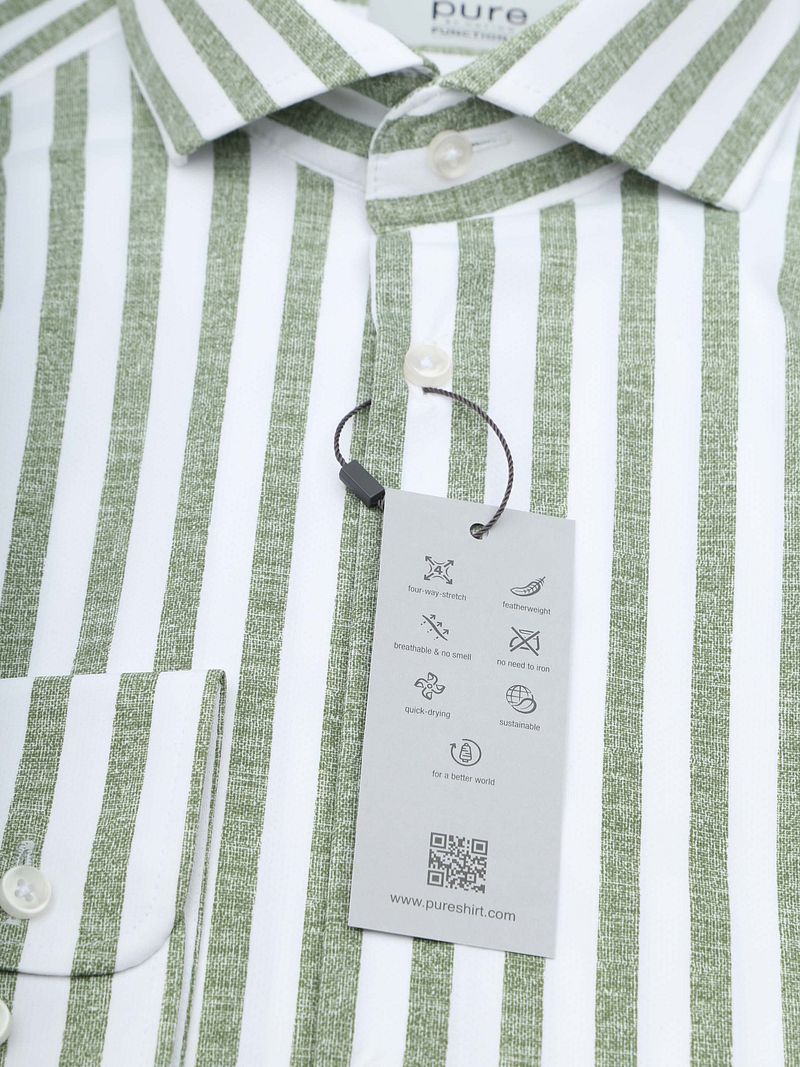 Pure Shirt Linen Optics Stripe Grün - Größe 44 günstig online kaufen