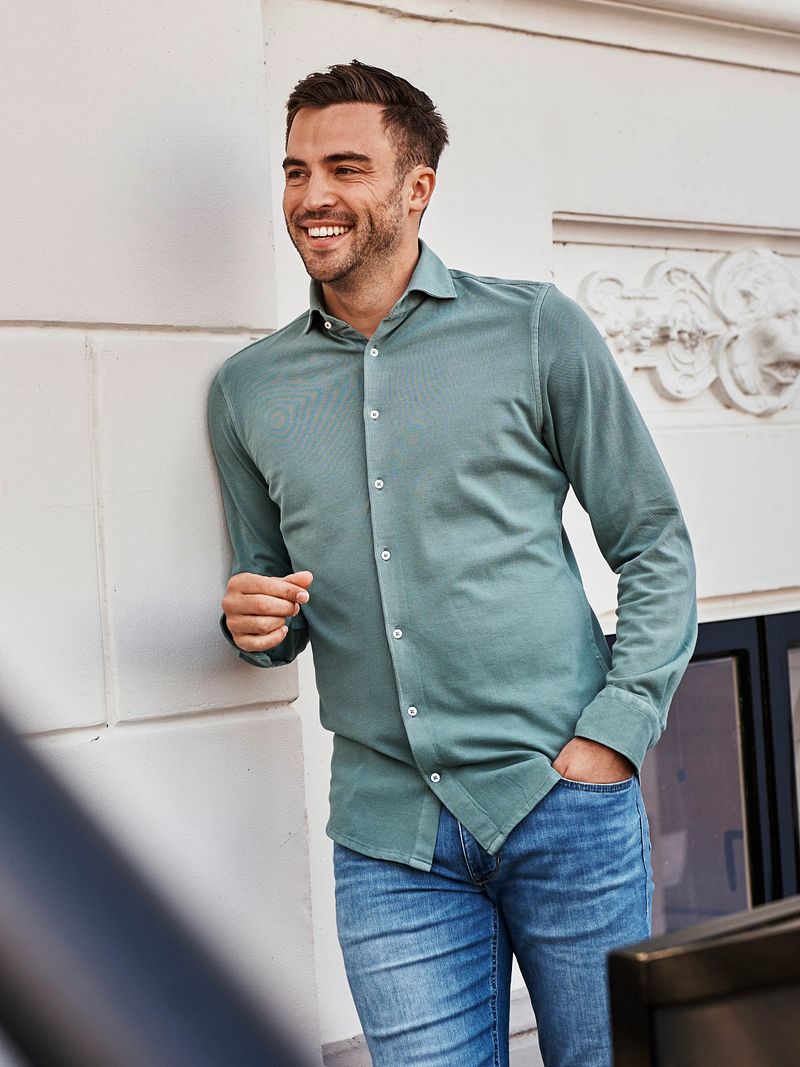 Suitable Piqué Hemd Grün - Größe XXL günstig online kaufen