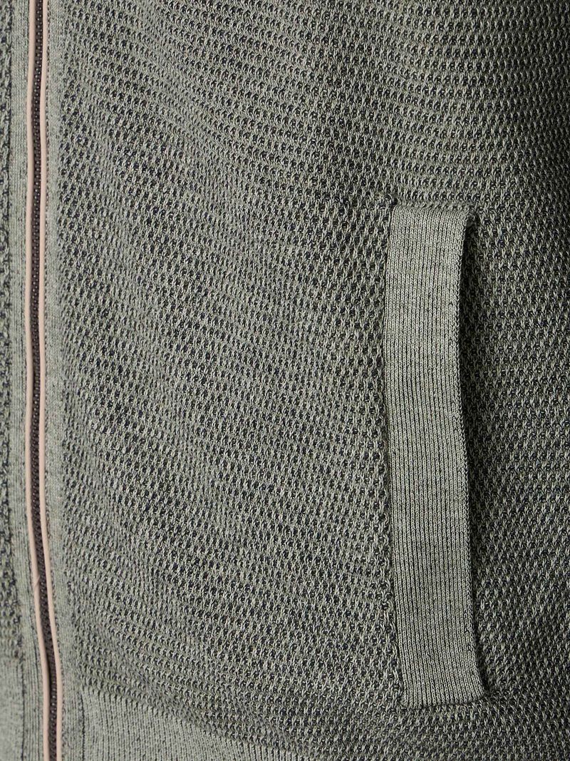 Casa Moda Strickjacke Zip Structure Grün - Größe M günstig online kaufen
