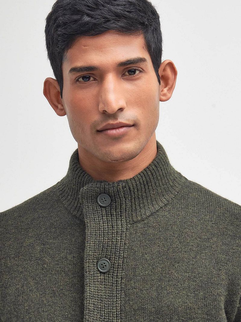 Barbour Zip Pull Lambswool Dunkelgrün - Größe M günstig online kaufen