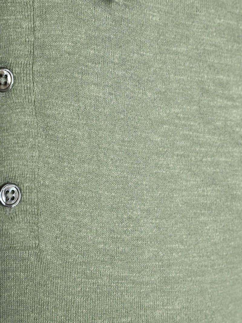 Suitable Knitted Poloshirt Cotton Linen Grün - Größe S günstig online kaufen