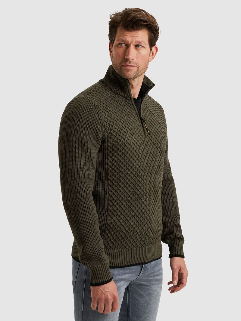 PME Legend Half Zip Structure Sweater Beluga Grün - Größe L günstig online kaufen