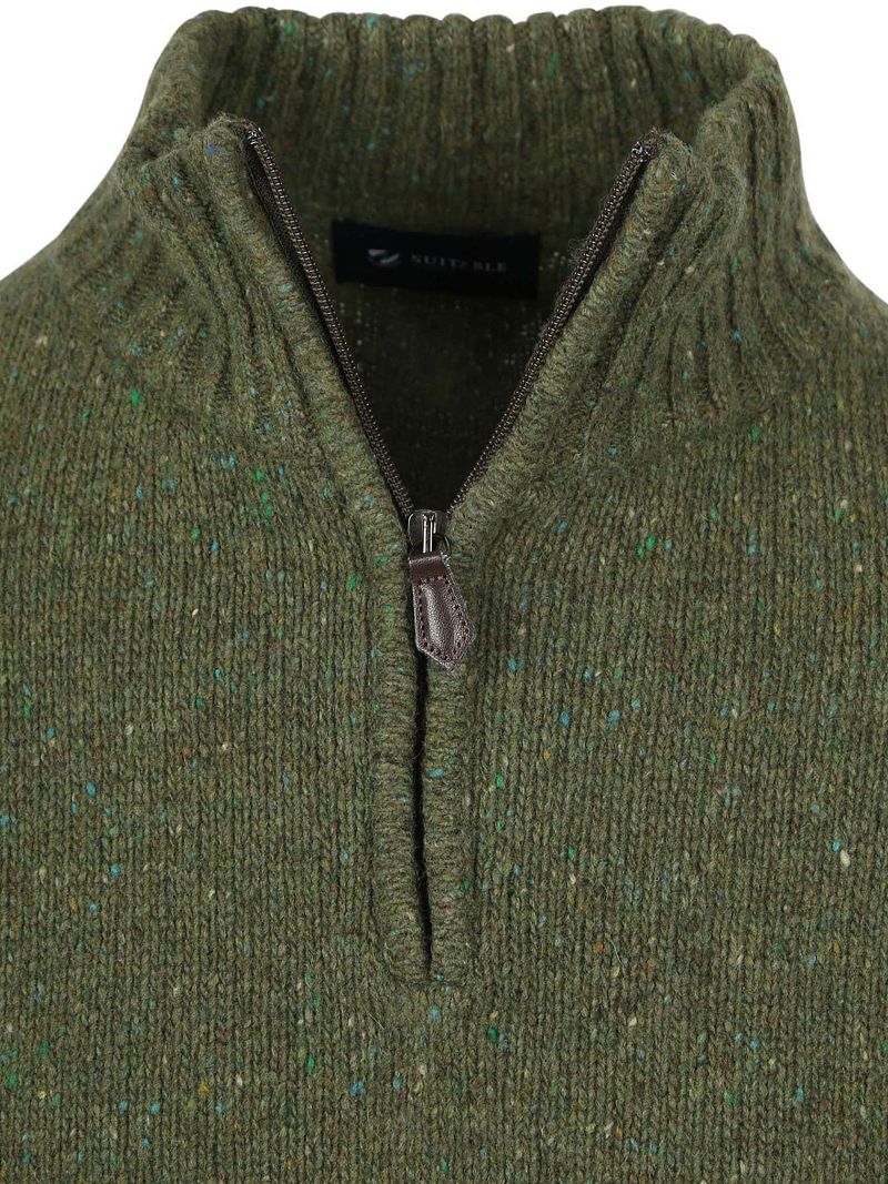 Suitable Half Zip Pullover Donnegal Tweed Eco Wool Grün - Größe M günstig online kaufen