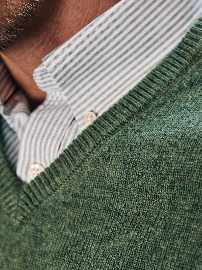 Steppin' Out Pullover V-Ausschnitt Merinowolle Olivgrün - Größe 3XL günstig online kaufen