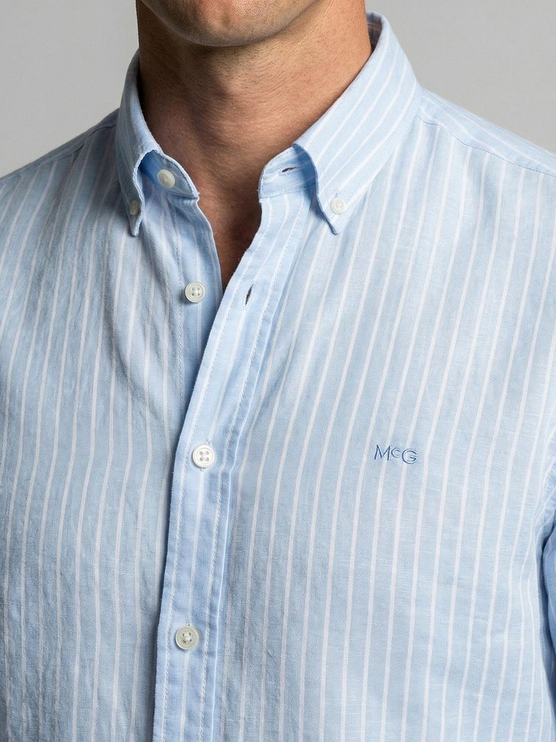 McGregor Hemd Cotton Linen Streifen Hellblau - Größe M günstig online kaufen