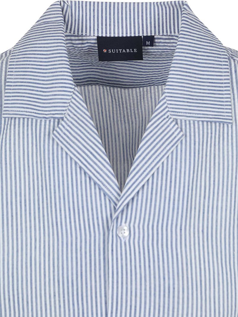 Suitable Short Sleeve Hemd Stripe Seersucker Hellblau - Größe M günstig online kaufen