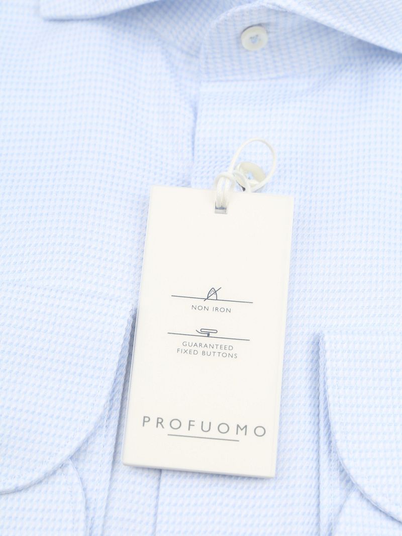Profuomo Dobby Mouliné Hemd Print Hellblau   - Größe 40 günstig online kaufen