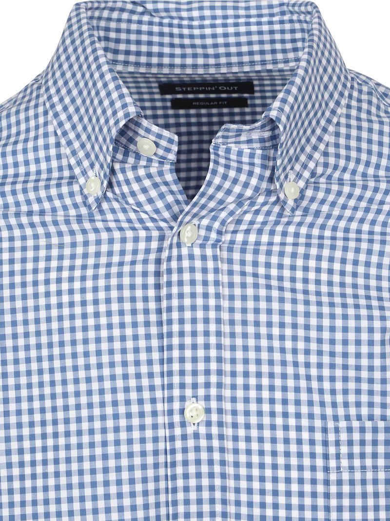 Steppin' Out Poplin Hemd Karos Hellblau - Größe XL günstig online kaufen