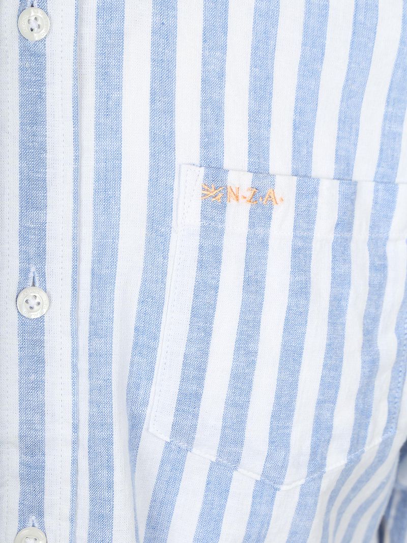 NZA Shirt Picton Linen Blend Stripe Blau - Größe M günstig online kaufen