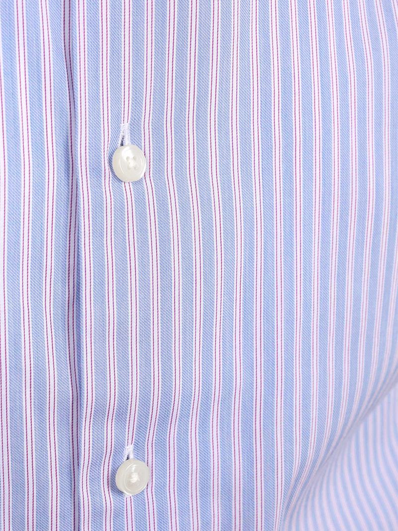 Steppin' Out Hemd Twill Streifen Hellblau Rot - Größe M günstig online kaufen