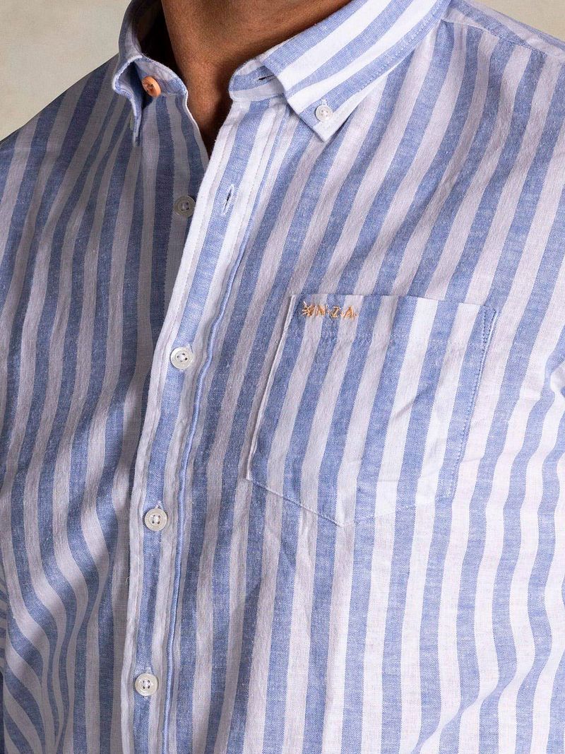 NZA Shirt Picton Linen Blend Stripe Blau - Größe 3XL günstig online kaufen