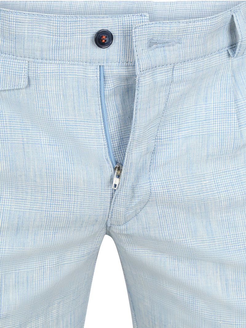 Suitable Chino Pico Pleat Cotton Linen Glencheck Hellblau - Größe 46 günstig online kaufen