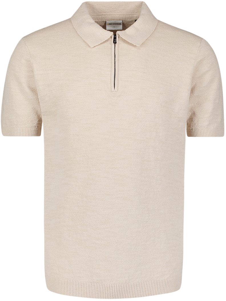 No Excess Half Zip Poloshirt Ecru - Größe XL günstig online kaufen