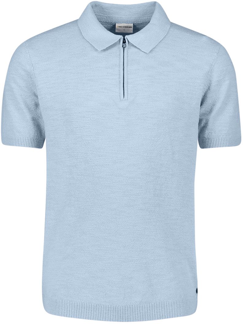 No Excess Half Zip Poloshirt Hellblau - Größe M günstig online kaufen