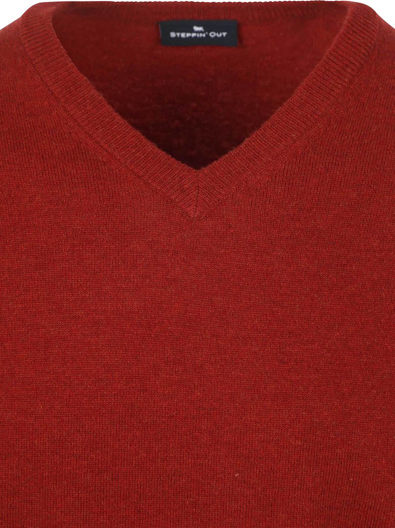 Steppin' Out Pullover V-Ausschnitt Merinowolle Rot - Größe XL günstig online kaufen