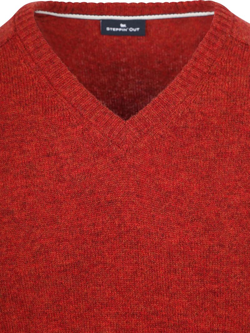 Steppin' Out Pullover V-Ausschnitt Lammwolle Rot - Größe XL günstig online kaufen