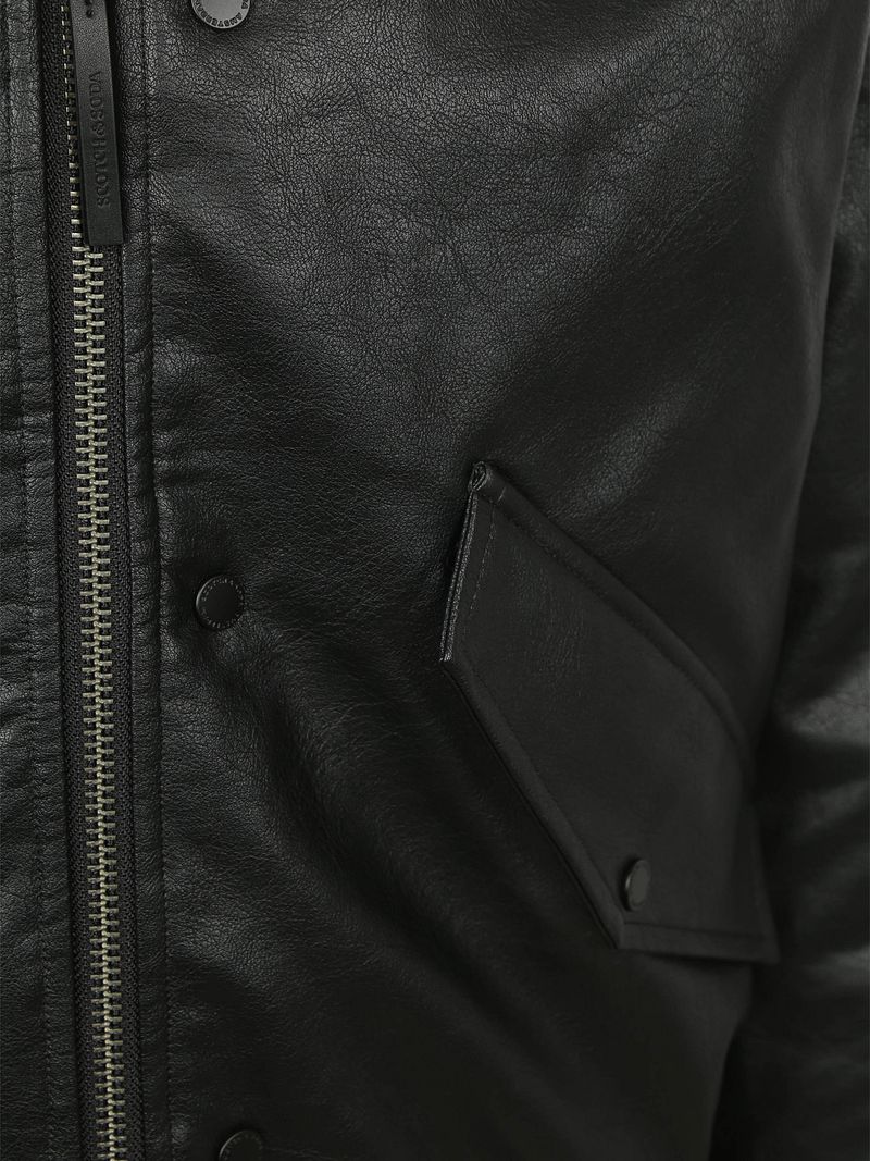 Scotch and Soda Faux Leather Bomberjacke Schwarz - Größe XL günstig online kaufen