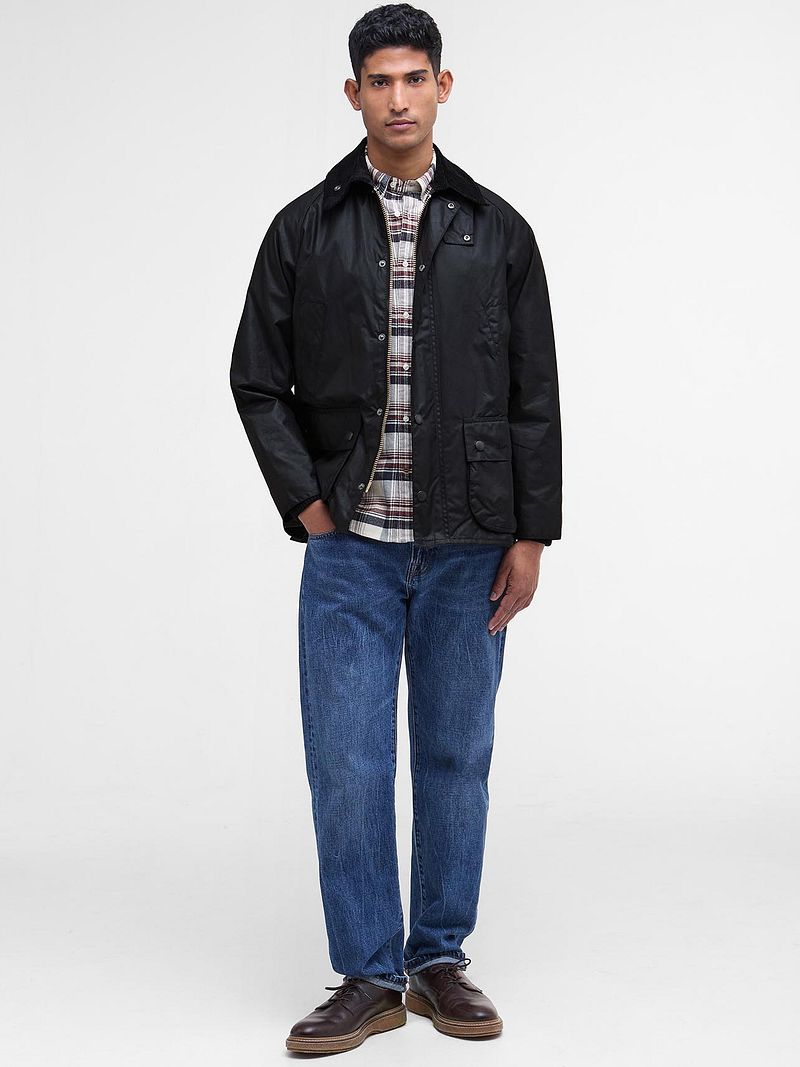 Barbour Bedale Wachsjacke Schwarz - Größe 48 günstig online kaufen