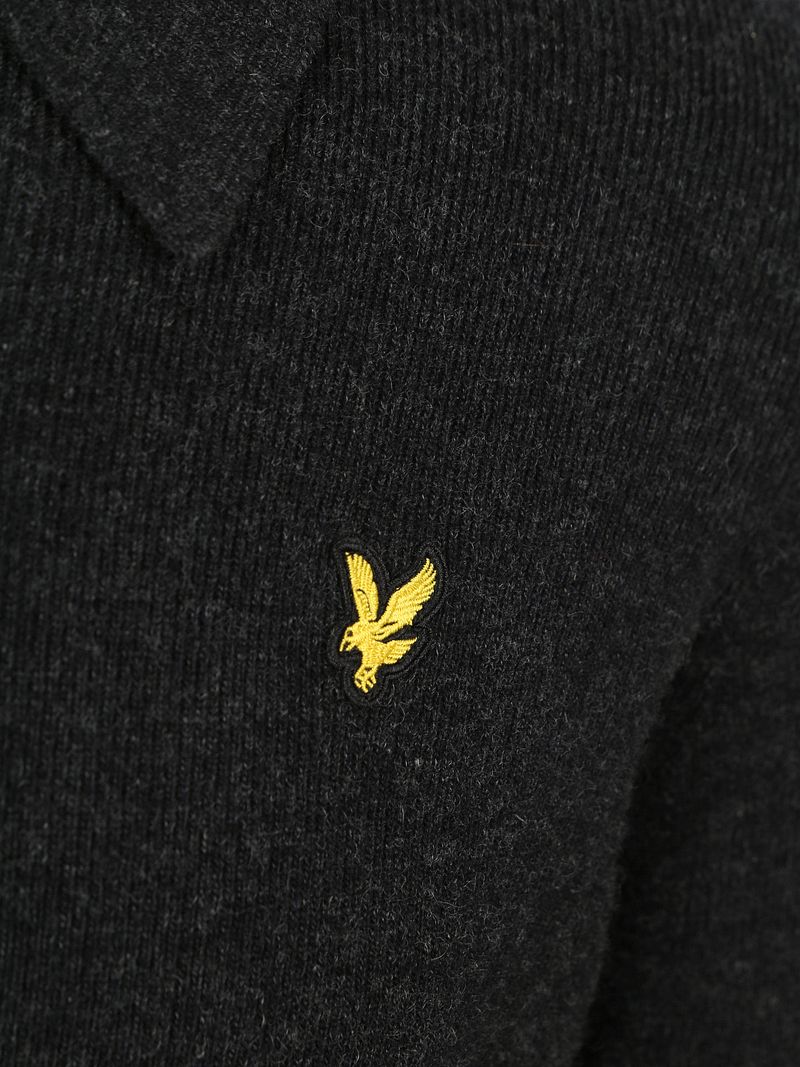 Lyle & Scott Longsleeve Poloshirt Lammwolle Schwarz - Größe S günstig online kaufen