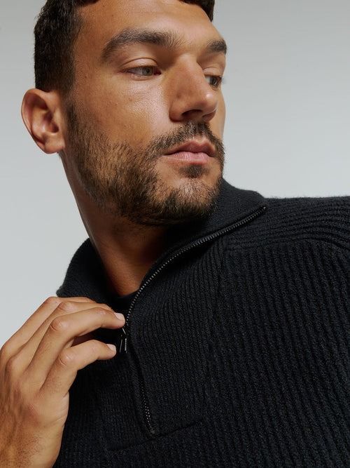 No Excess Halfzip Pullover Two Coloured Melange Schwarz - Größe XXL günstig online kaufen