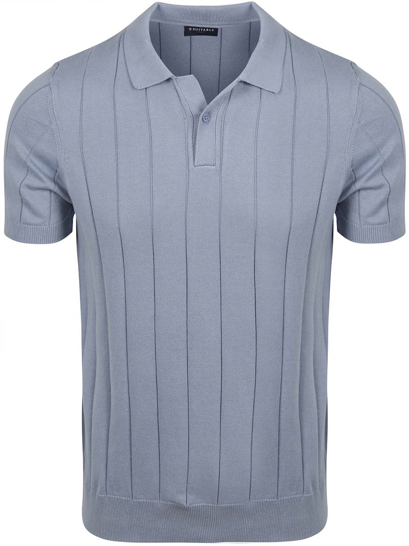 Suitable Respect Polo Drop Needle Staal Blauw