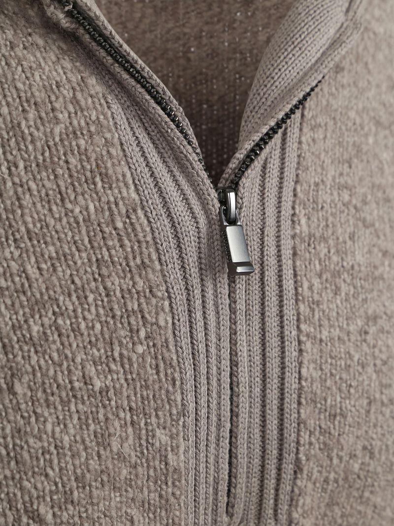 Suitable Deep Zip Pullover Boiled Wool Taupe - Größe S günstig online kaufen
