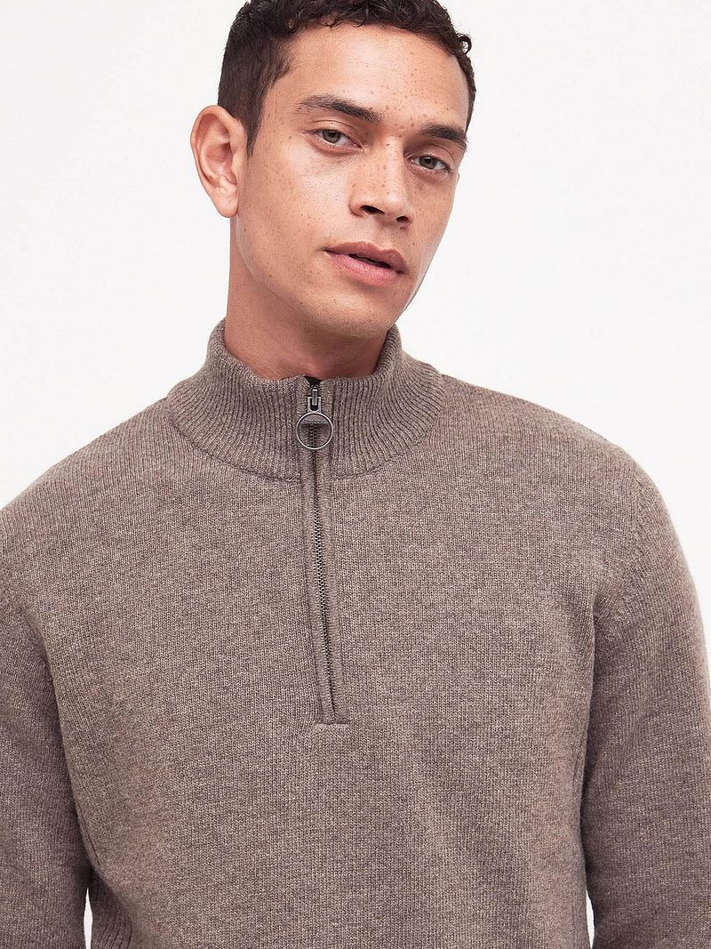 Barbour Half Zip Pullover Wolle Taupe - Größe M günstig online kaufen