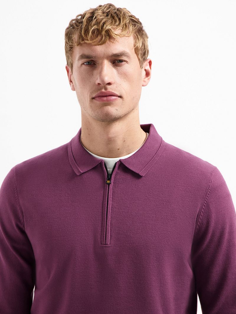 No Excess Polo Zip Pullover Dark Wine - Größe 3XL günstig online kaufen
