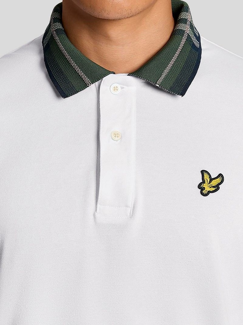 Lyle & Scott Poloshirt mit Tartan-Kragen Weiß - Größe L günstig online kaufen