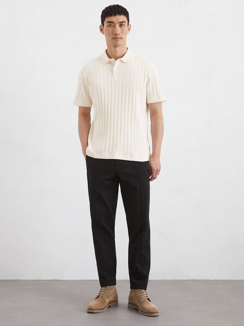 Marc O'Polo Knitted Poloshirt Rib Structure Off White - Größe L günstig online kaufen