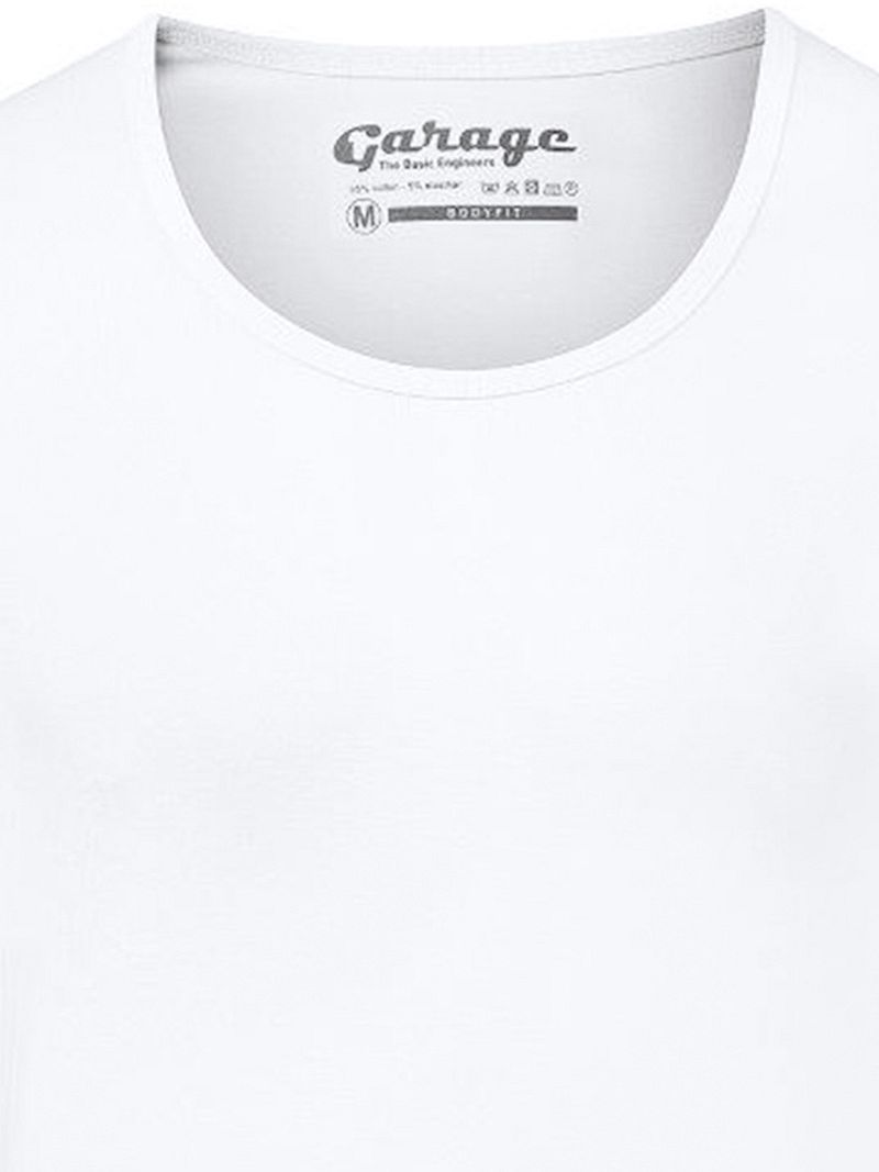 Garage Stretch Basic T-Shirt Weiss Tiefer Rundhals - Größe L günstig online kaufen