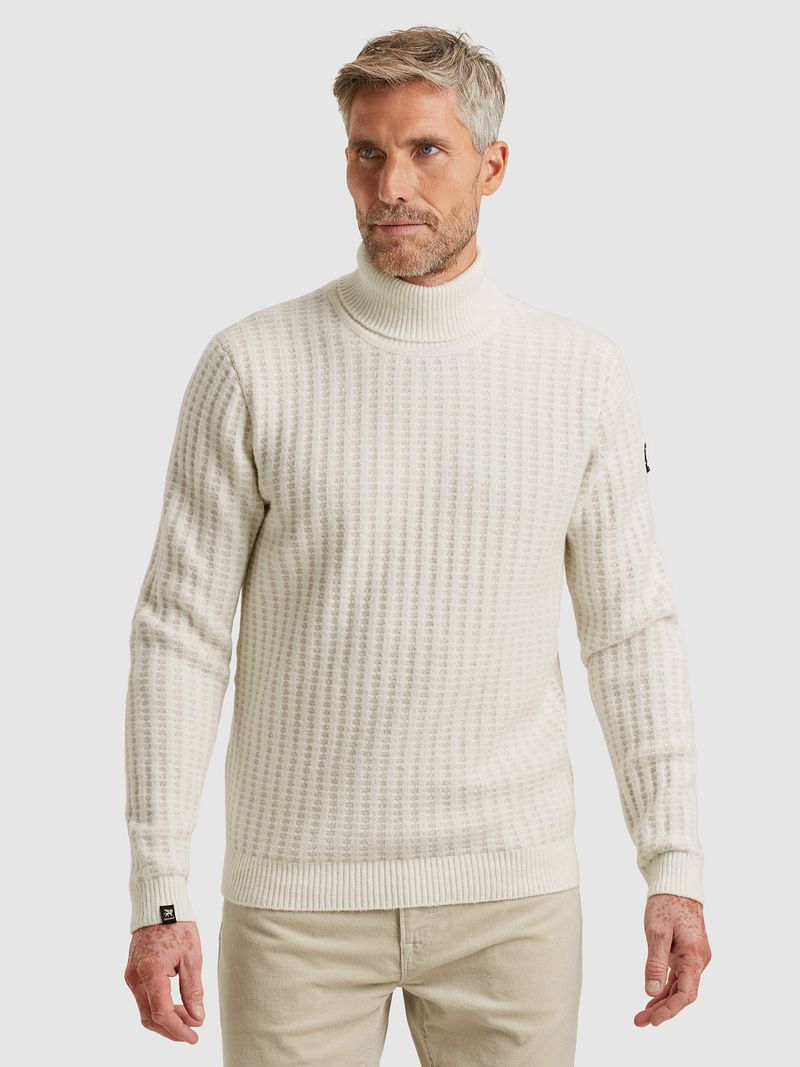 Vanguard Rollkragenpullover Struktur Off White - Größe L günstig online kaufen